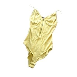 WINDSOR Pale Yellow Bodysuit Top - Size S